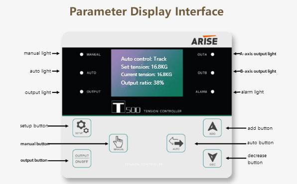 display interface of automatic tension controller