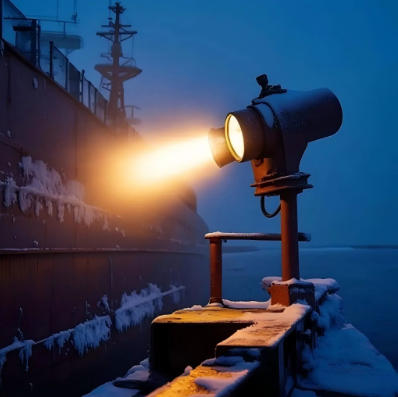 Marine Searchlights Under Freezing Conditions