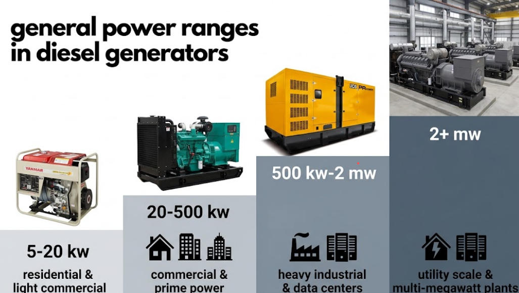General Power Ranges in Diesel Generators